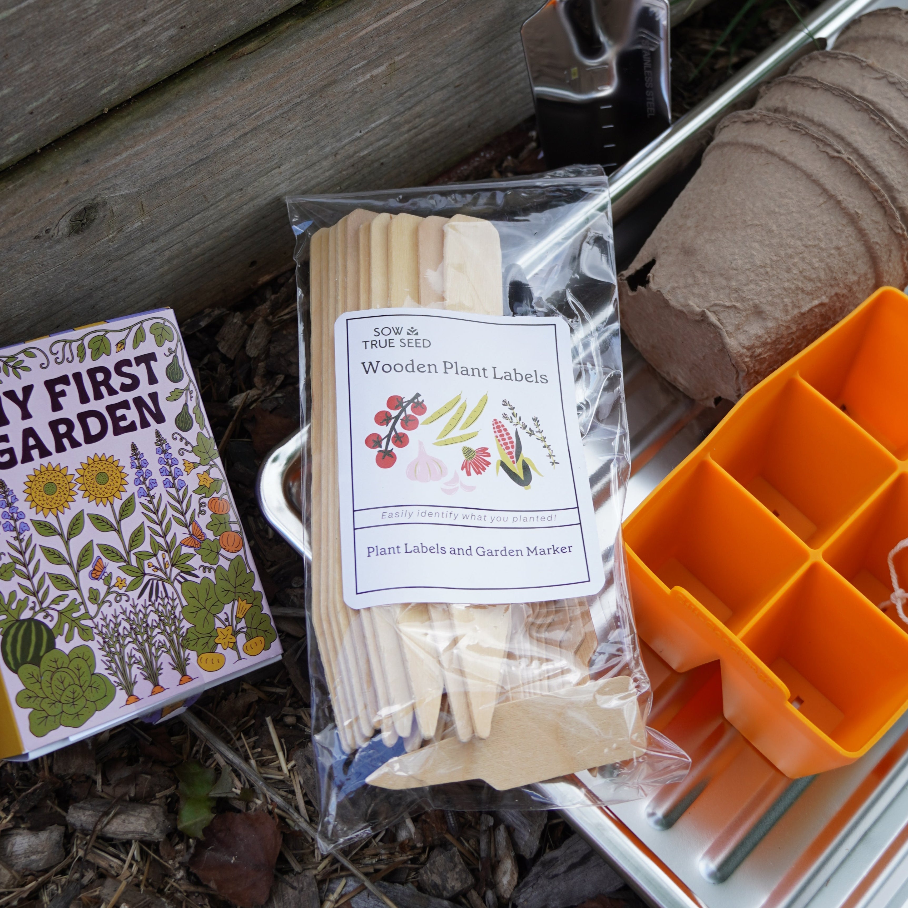 seed packet plant markers Wooden Plant Label Set, Large – Sow True Seed