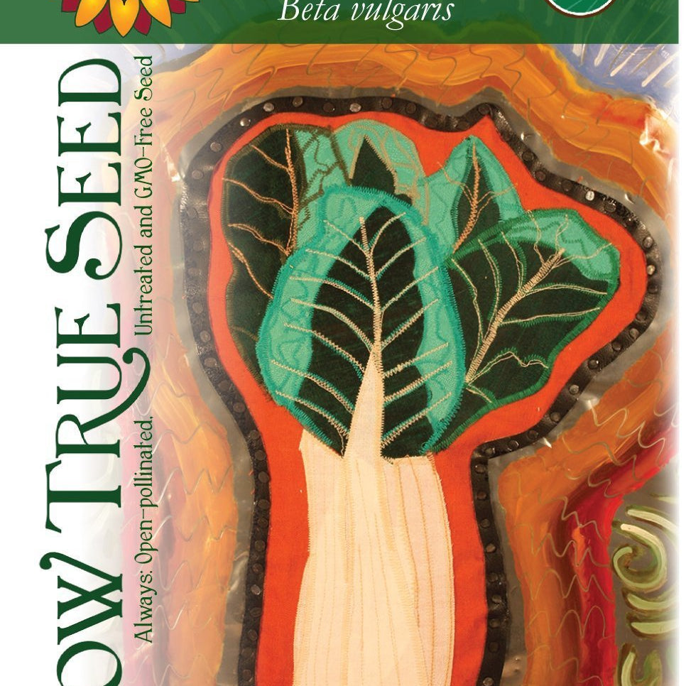 Artist designed packets of USDA organic Fordhook Swiss Chard from Sow True Seed Asheville NC. 