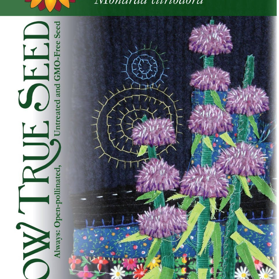 Artist designed packets of Bee Balm Lemon Mint from Sow True Seed Asheville NC. 