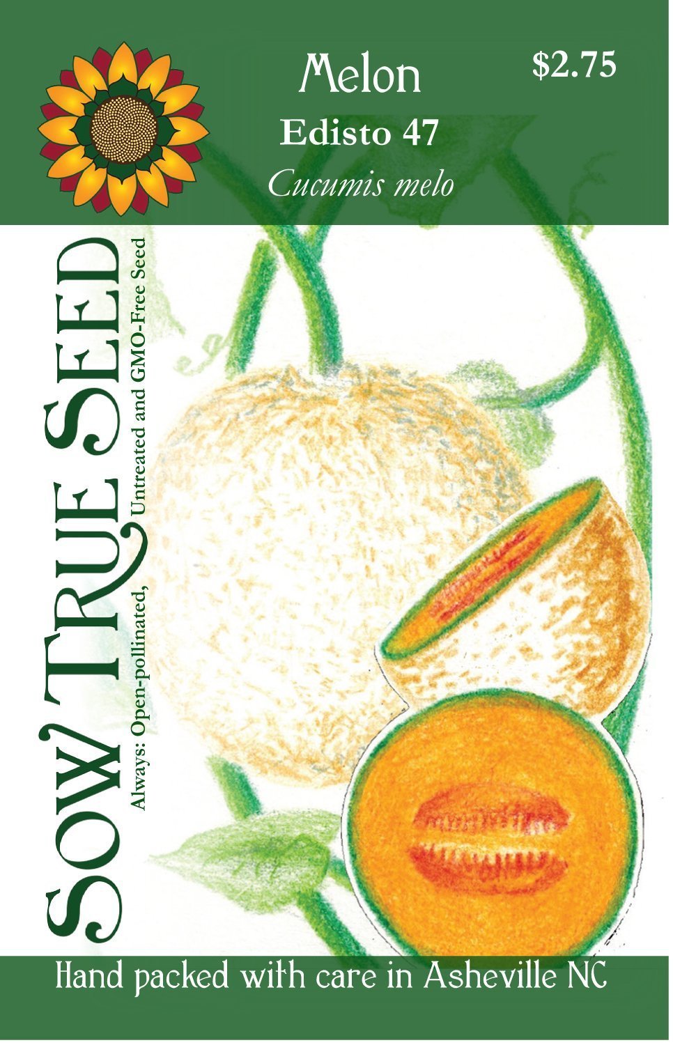Artist designed packets of Edisto 47 melon from Sow True Seed Asheville NC. 