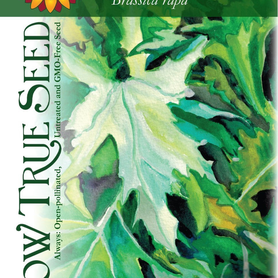 Artist designed packets of Mizuna Greens from Sow True Seed Asheville NC. 