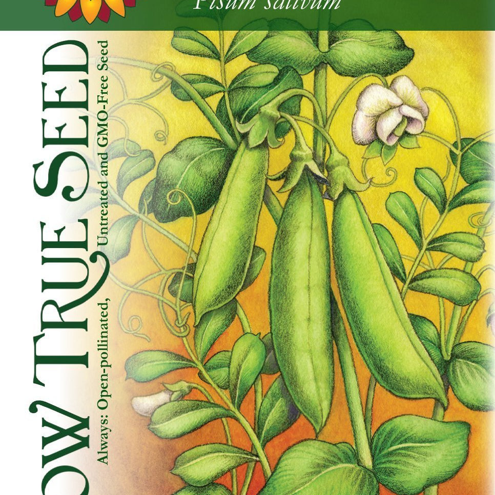 Artist designed packets of sugar snap pea from Sow True Seed Asheville NC. 
