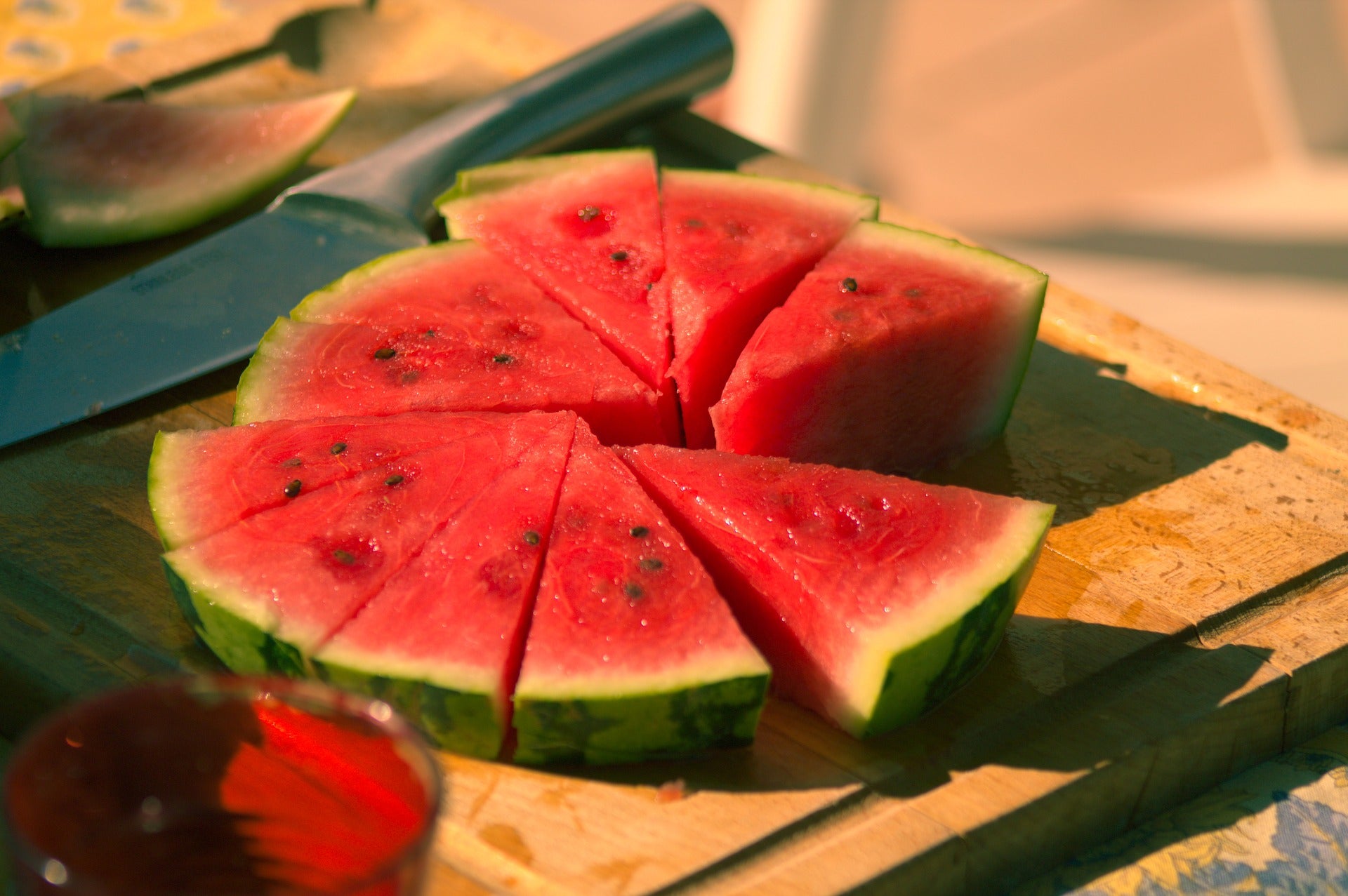 sliced watermelon on a cutting board