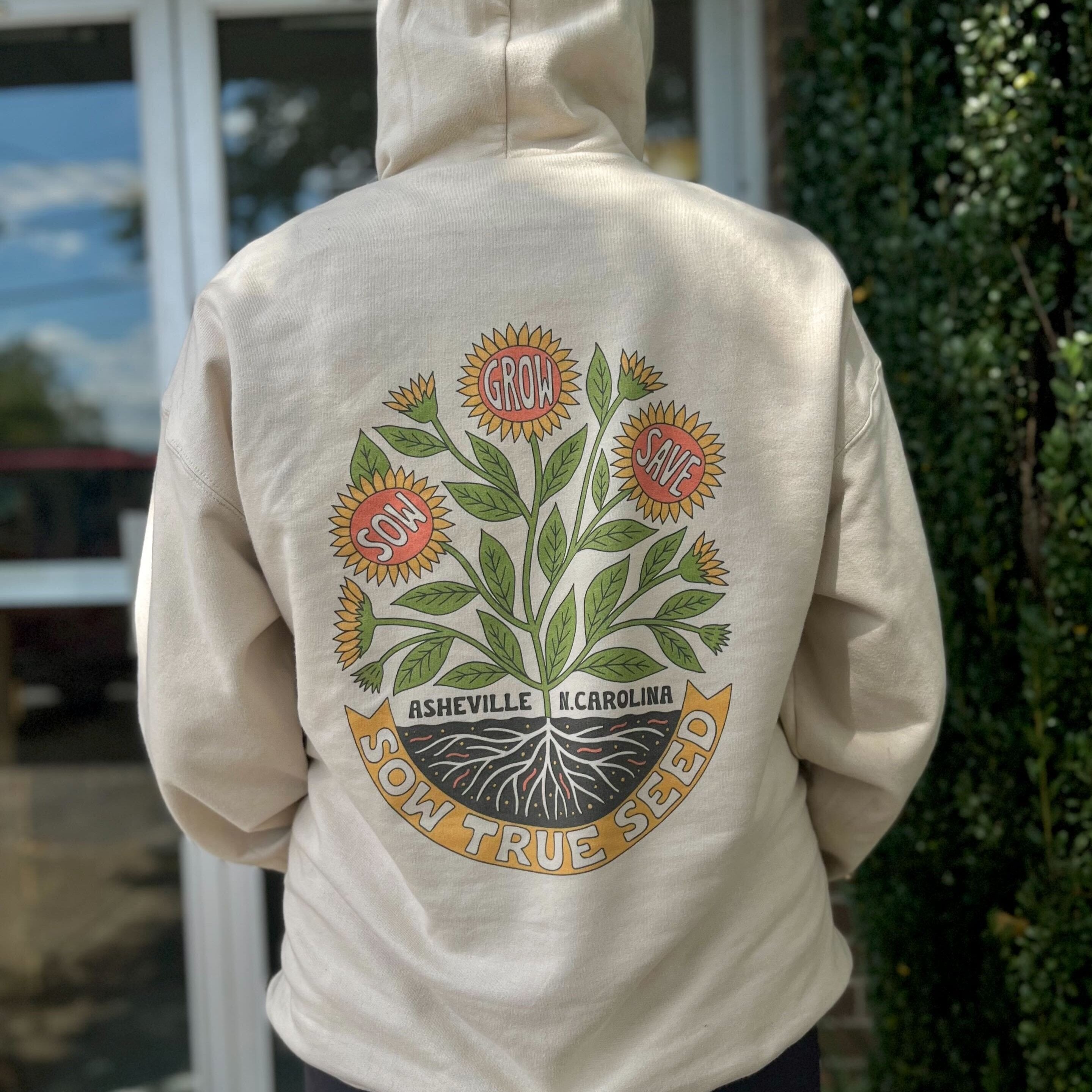 "Sow, Grow, Save" Hoodie, Cream - Sow True Seed