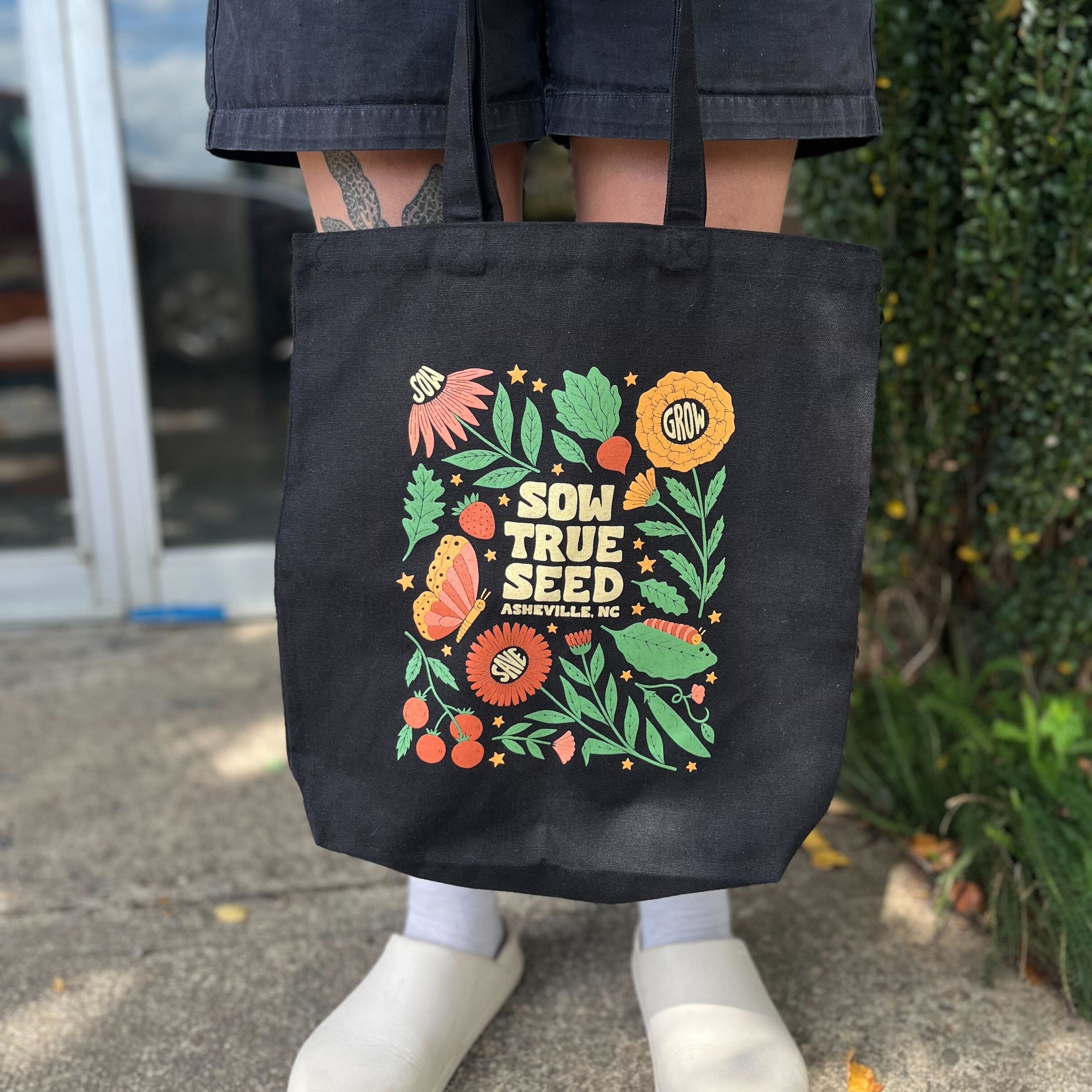 "Sow, Grow, Save" Tote Bag, Black - Sow True Seed