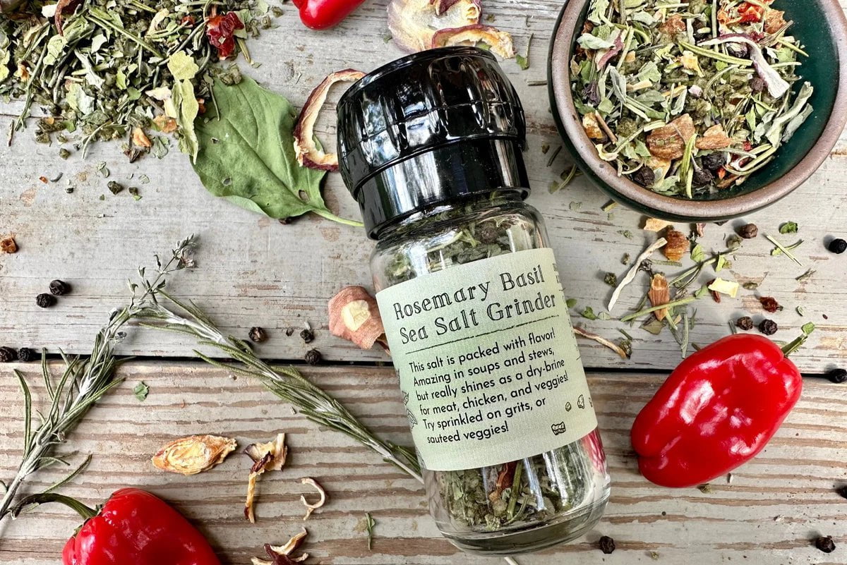 Well Seasoned Table's Rosemary Basil Sea Salt Grinder - Sow True Seed