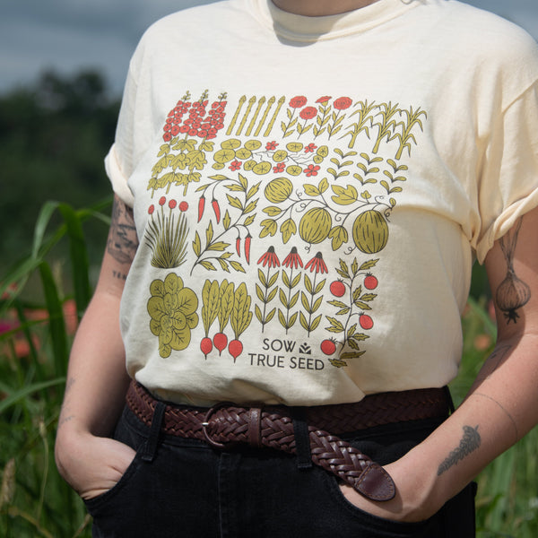 plant seeds grow gardens shirt Garden Quilt T-Shirt Cream / S