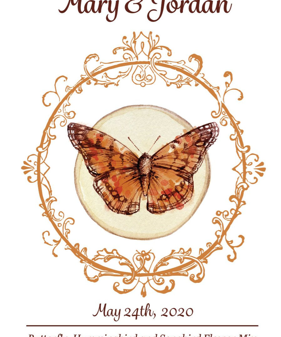 Pre-Designed Template - Orange Butterfly Oval - Sow True Seed