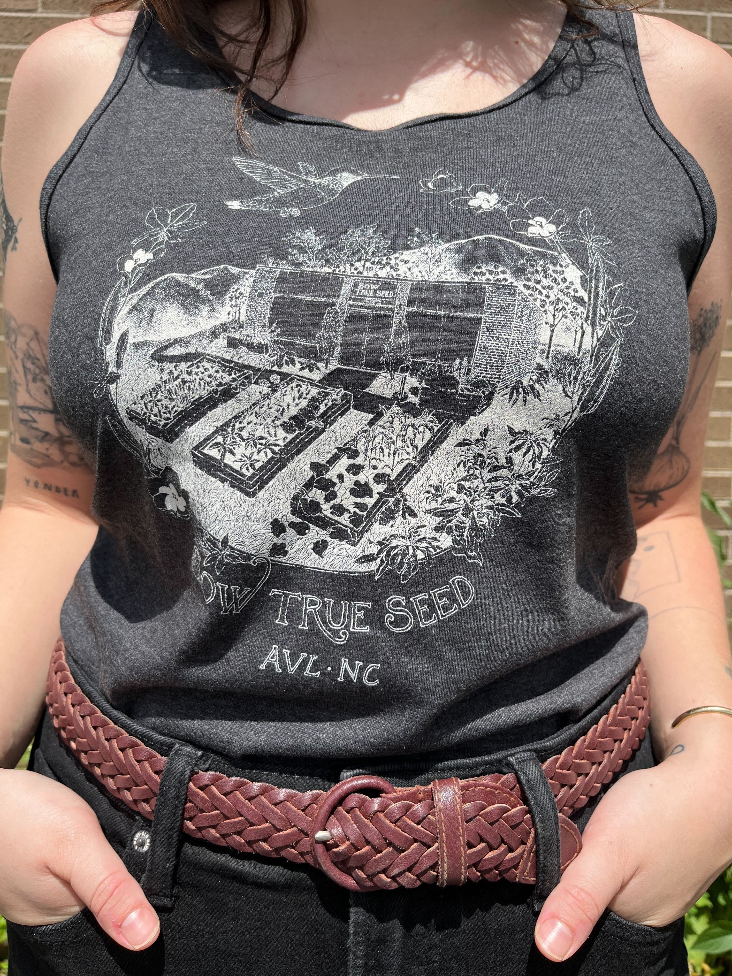 Unisex Hummingbird Store Tank- Dark Heather Grey - Sow True Seed